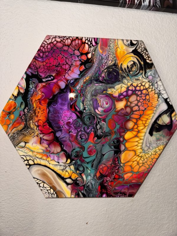 Authenticity: Colorful Abstract Hexagon Wall Art – Your Mind’s Philosophical Playground – 14x14 – Handmade Painting - Image 5