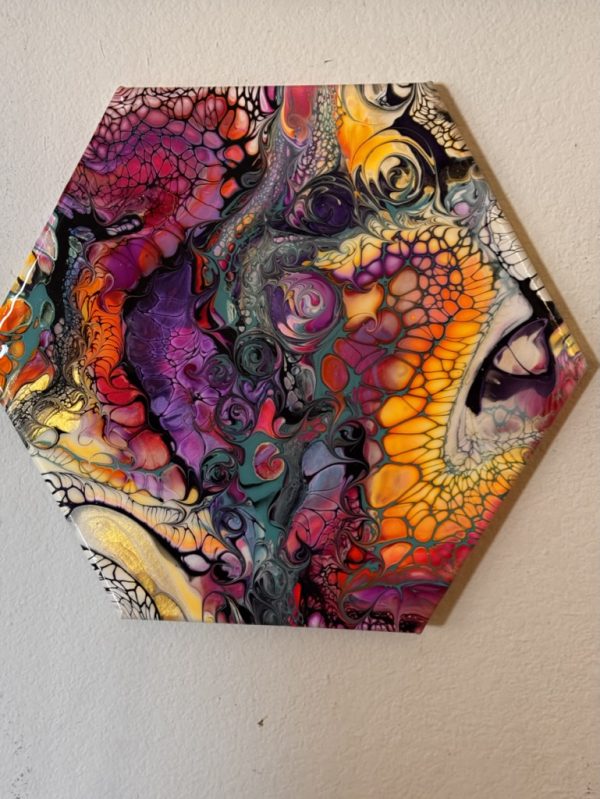 Authenticity: Colorful Abstract Hexagon Wall Art – Your Mind’s Philosophical Playground – 14x14 – Handmade Painting - Image 3
