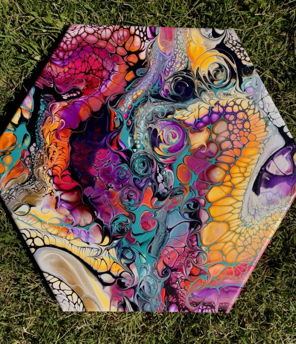 Authenticity: Colorful Abstract Hexagon Wall Art – Your Mind’s Philosophical Playground – 14x14 – Handmade Painting
