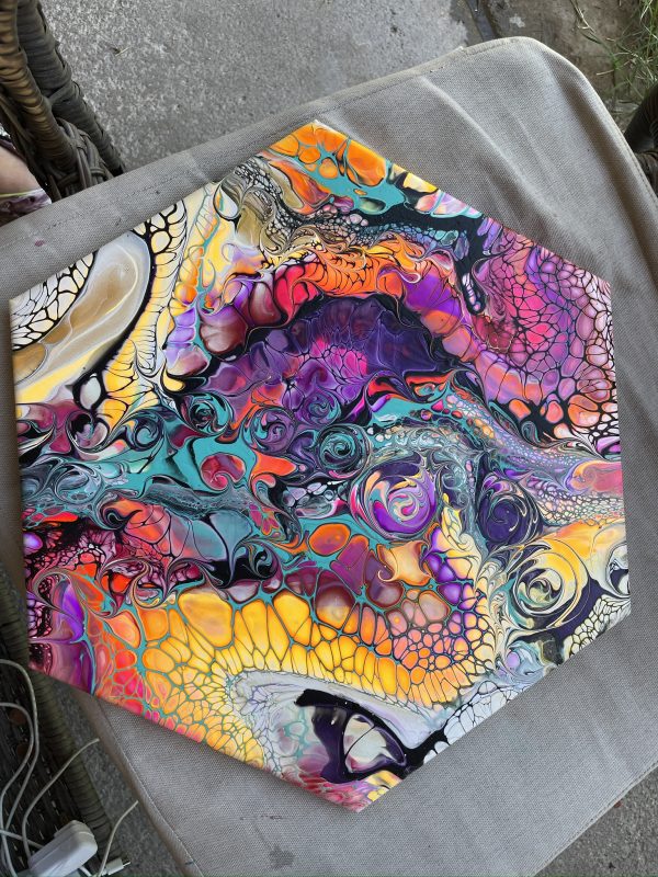 Authenticity: Colorful Abstract Hexagon Wall Art – Your Mind’s Philosophical Playground – 14x14 – Handmade Painting - Image 11