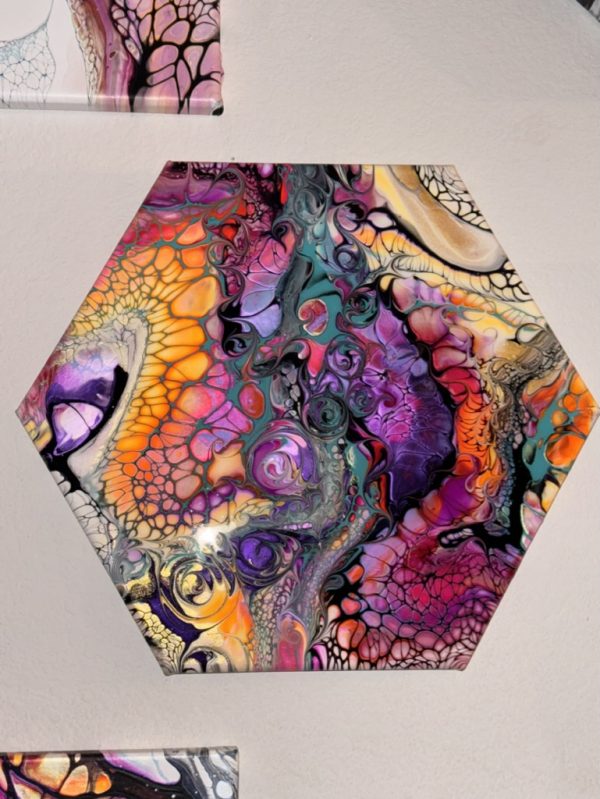 Authenticity: Colorful Abstract Hexagon Wall Art – Your Mind’s Philosophical Playground – 14x14 – Handmade Painting - Image 6