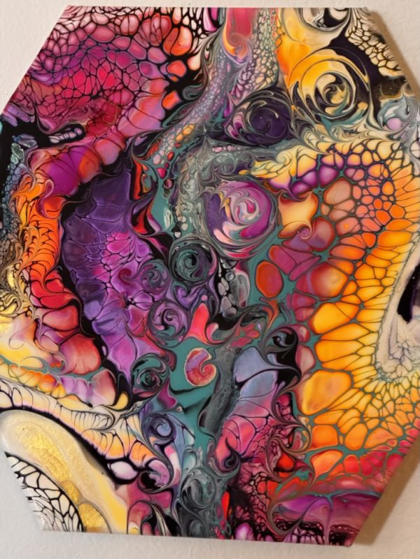 Authenticity: Colorful Abstract Hexagon Wall Art – Your Mind’s Philosophical Playground – 14x14 – Handmade Painting - Image 4