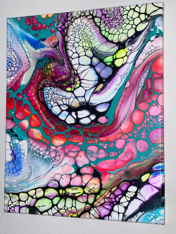 Anaconda | Rainbow Fluid Art | Neon Acrylic Pour | 16x20 Canvas Wall Decor | Glow Under Blacklight | Bold Jungle Energy Art - Image 6