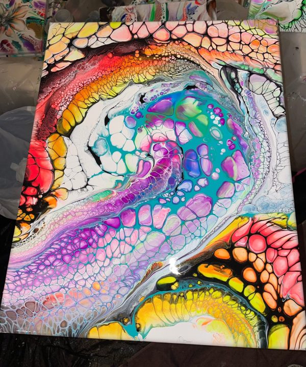 Scorpion | Desert Fluid Art Painting | Neon Acrylic Pour | 16x20 Wall Decor | Glow in Blacklight | Scorpio Zodiac Art - Image 2