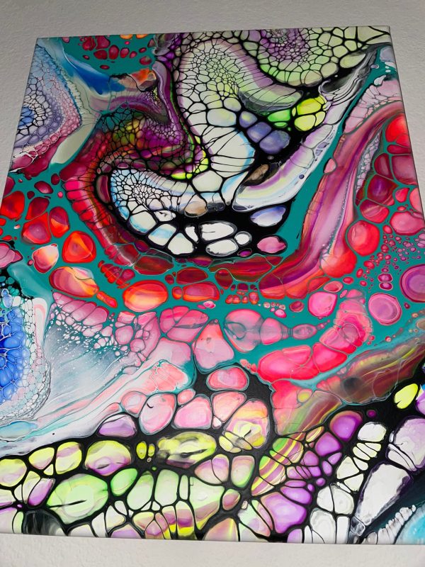 Anaconda | Rainbow Fluid Art | Neon Acrylic Pour | 16x20 Canvas Wall Decor | Glow Under Blacklight | Bold Jungle Energy Art - Image 7