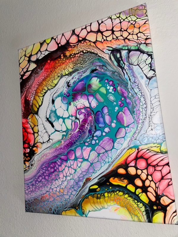 Scorpion | Desert Fluid Art Painting | Neon Acrylic Pour | 16x20 Wall Decor | Glow in Blacklight | Scorpio Zodiac Art - Image 5