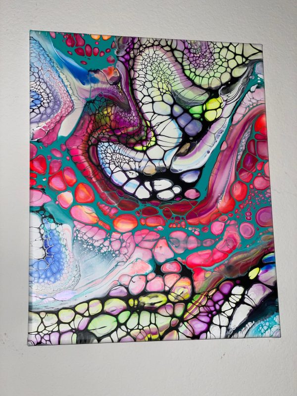 Anaconda | Rainbow Fluid Art | Neon Acrylic Pour | 16x20 Canvas Wall Decor | Glow Under Blacklight | Bold Jungle Energy Art - Image 8