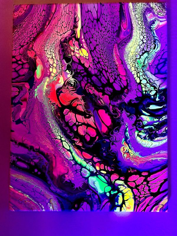 Beating Heart/Smirking Dragon | Dual Abstract Fluid Painting | 18x24 Acrylic Pour | Bold Red & Gold Wall Art - Image 6