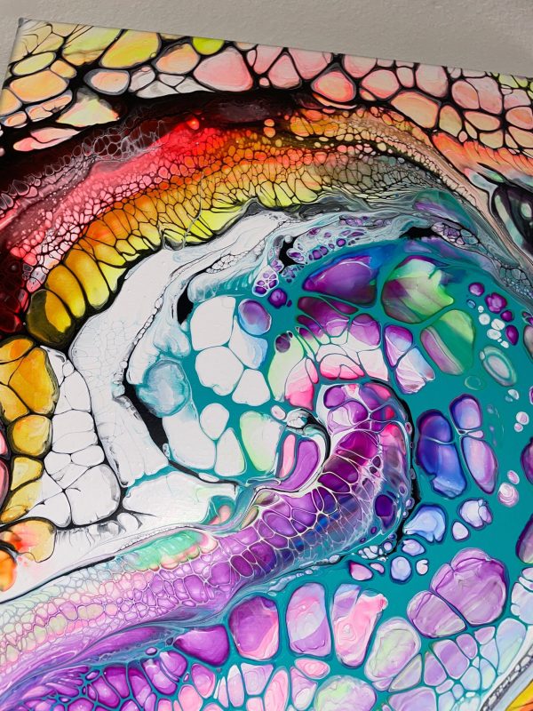 Scorpion | Desert Fluid Art Painting | Neon Acrylic Pour | 16x20 Wall Decor | Glow in Blacklight | Scorpio Zodiac Art - Image 4