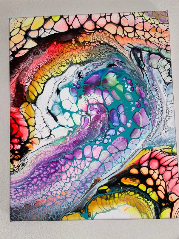 Scorpion | Desert Fluid Art Painting | Neon Acrylic Pour | 16x20 Wall Decor | Glow in Blacklight | Scorpio Zodiac Art