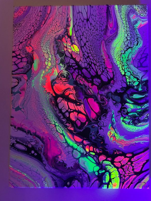 Beating Heart/Smirking Dragon | Dual Abstract Fluid Painting | 18x24 Acrylic Pour | Bold Red & Gold Wall Art - Image 5