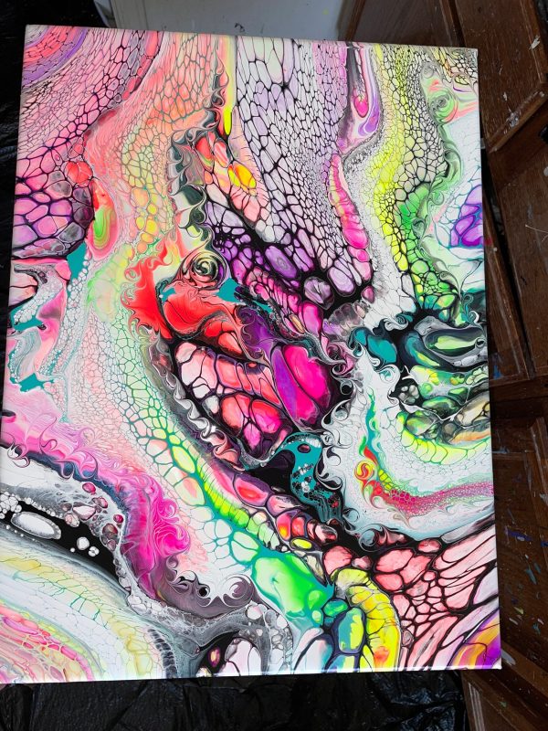 Beating Heart/Smirking Dragon | Dual Abstract Fluid Painting | 18x24 Acrylic Pour | Bold Red & Gold Wall Art - Image 7