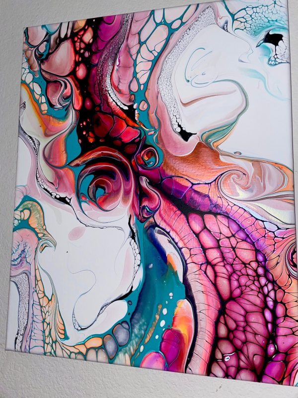Curves of Aphrodite | Goddess Fluid Art | Shimmering 16x20 Acrylic Pour | Feminine Abstract Wall Decor | Glows Under LED | Summer Romance - Image 7