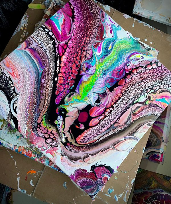 Wall Art- Original Abstract Fluid Art Painting I Unique Home Decor- Brid of Paradise - Image 3