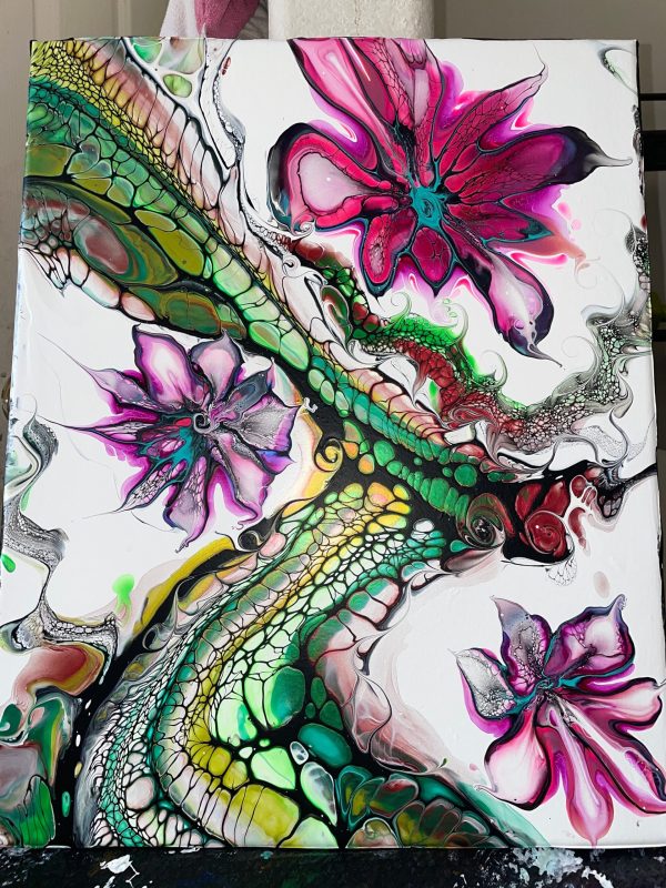 Original Abstract Fluid Art Paintings | Unique Home Decor- ‘Malachi, the Hot Pink Guy’ - Image 4