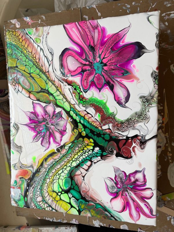 Original Abstract Fluid Art Paintings | Unique Home Decor- ‘Malachi, the Hot Pink Guy’