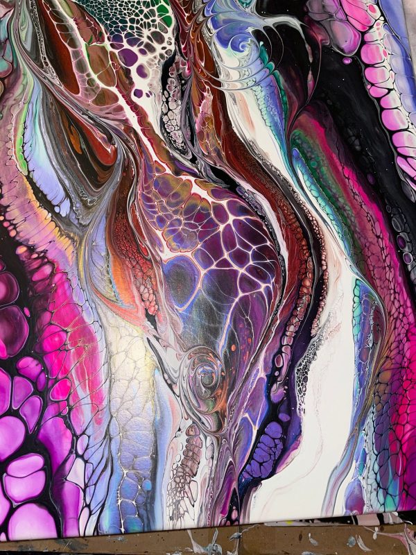Beating Heart | Red & Pink Fluid Art | 16x20 Abstract Acrylic Pour | Romantic Wall Decor | Passionate Original Painting - Image 3