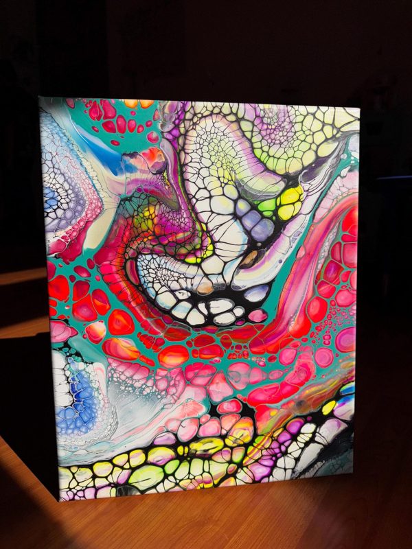Anaconda | Rainbow Fluid Art | Neon Acrylic Pour | 16x20 Canvas Wall Decor | Glow Under Blacklight | Bold Jungle Energy Art - Image 4