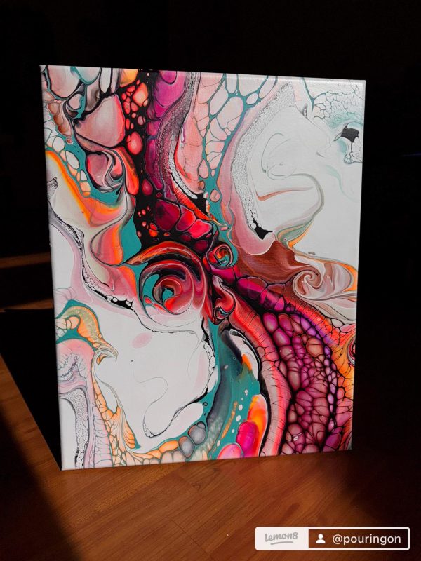 Curves of Aphrodite | Goddess Fluid Art | Shimmering 16x20 Acrylic Pour | Feminine Abstract Wall Decor | Glows Under LED | Summer Romance - Image 3