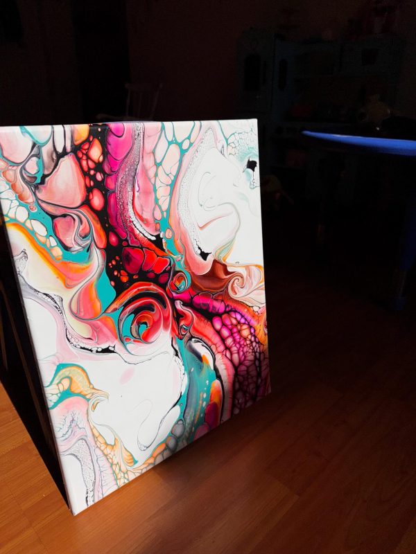 Curves of Aphrodite | Goddess Fluid Art | Shimmering 16x20 Acrylic Pour | Feminine Abstract Wall Decor | Glows Under LED | Summer Romance - Image 6