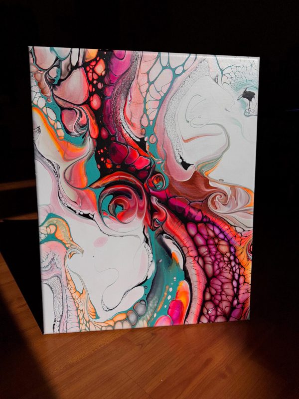 Curves of Aphrodite | Goddess Fluid Art | Shimmering 16x20 Acrylic Pour | Feminine Abstract Wall Decor | Glows Under LED | Summer Romance - Image 4