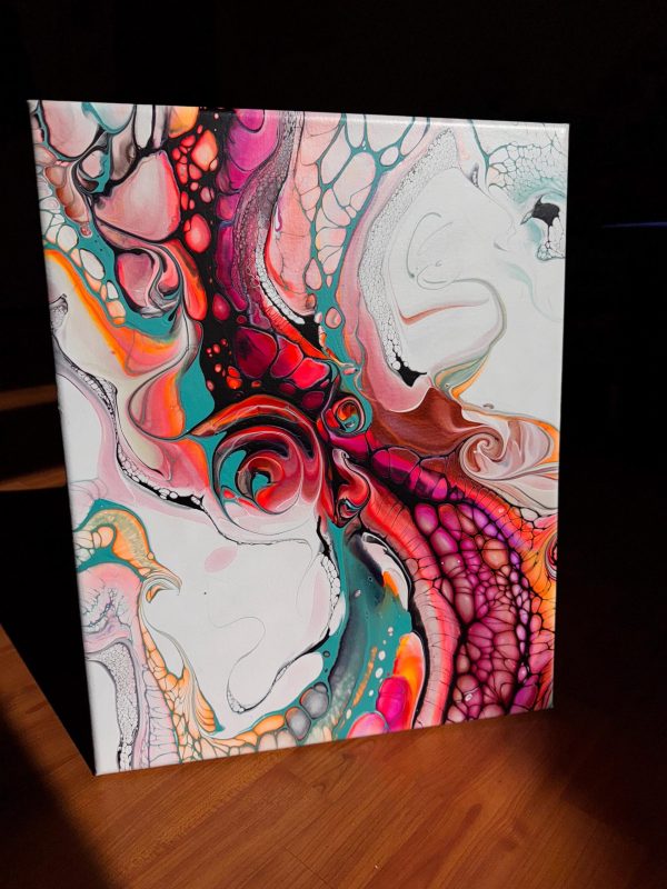 Curves of Aphrodite | Goddess Fluid Art | Shimmering 16x20 Acrylic Pour | Feminine Abstract Wall Decor | Glows Under LED | Summer Romance