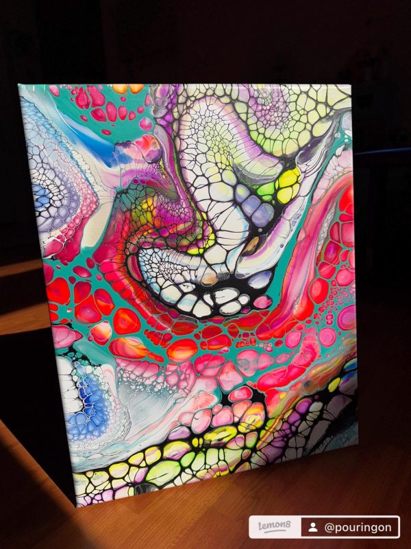 Anaconda | Rainbow Fluid Art | Neon Acrylic Pour | 16x20 Canvas Wall Decor | Glow Under Blacklight | Bold Jungle Energy Art - Image 3