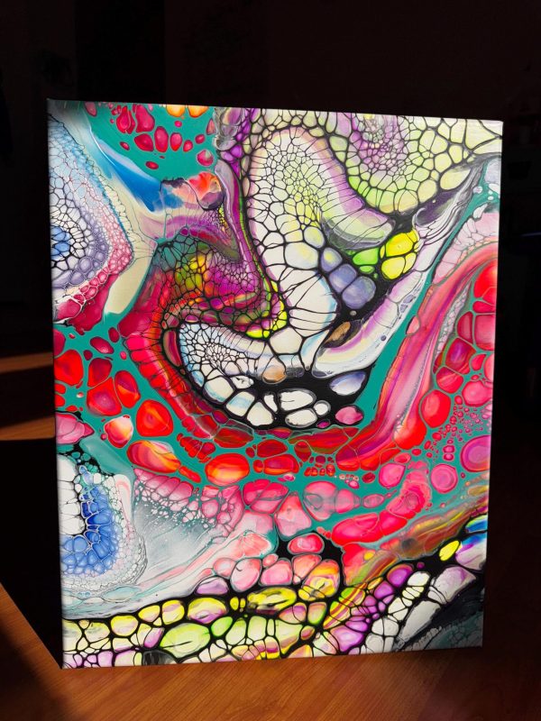 Anaconda | Rainbow Fluid Art | Neon Acrylic Pour | 16x20 Canvas Wall Decor | Glow Under Blacklight | Bold Jungle Energy Art