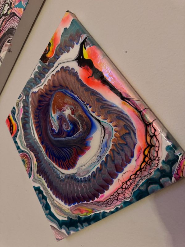 Happy Little Accident | 14x14 Fluid Acrylic Painting | Abstract Wall Art | Blue & Pink Pour Painting | One of a Kind - Image 5