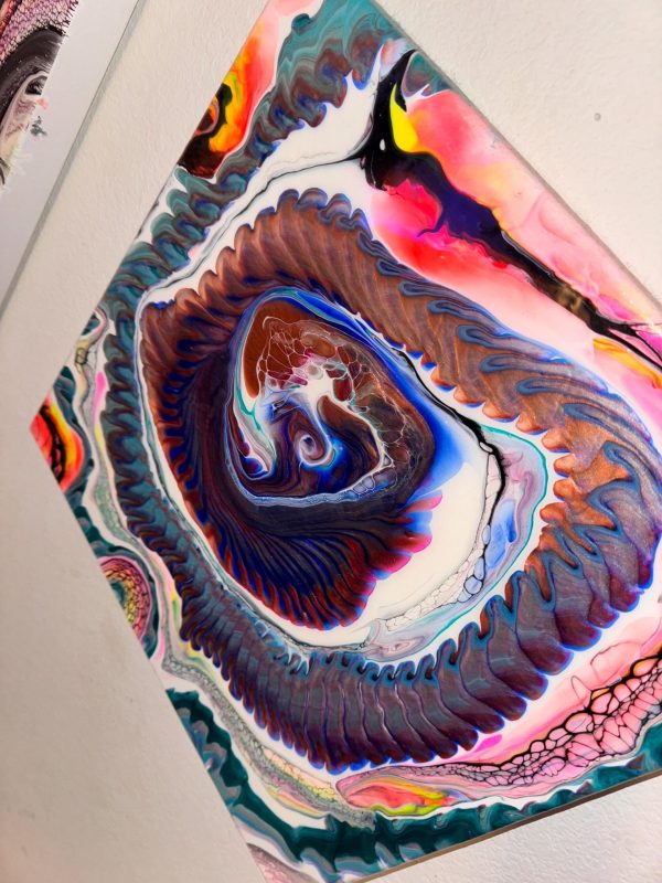 Happy Little Accident | 14x14 Fluid Acrylic Painting | Abstract Wall Art | Blue & Pink Pour Painting | One of a Kind - Image 4