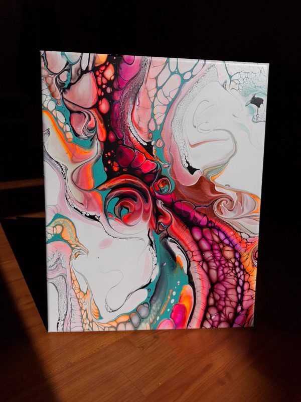Curves of Aphrodite | Goddess Fluid Art | Shimmering 16x20 Acrylic Pour | Feminine Abstract Wall Decor | Glows Under LED | Summer Romance - Image 2