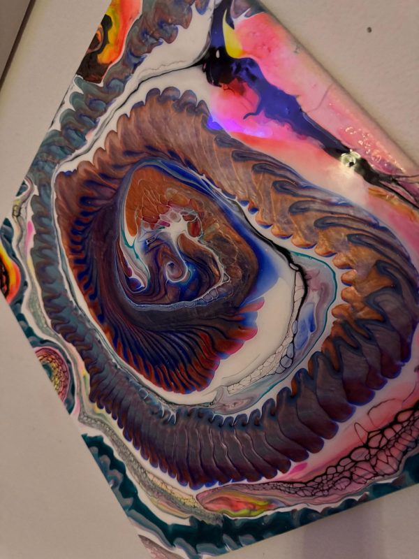 Happy Little Accident | 14x14 Fluid Acrylic Painting | Abstract Wall Art | Blue & Pink Pour Painting | One of a Kind - Image 10